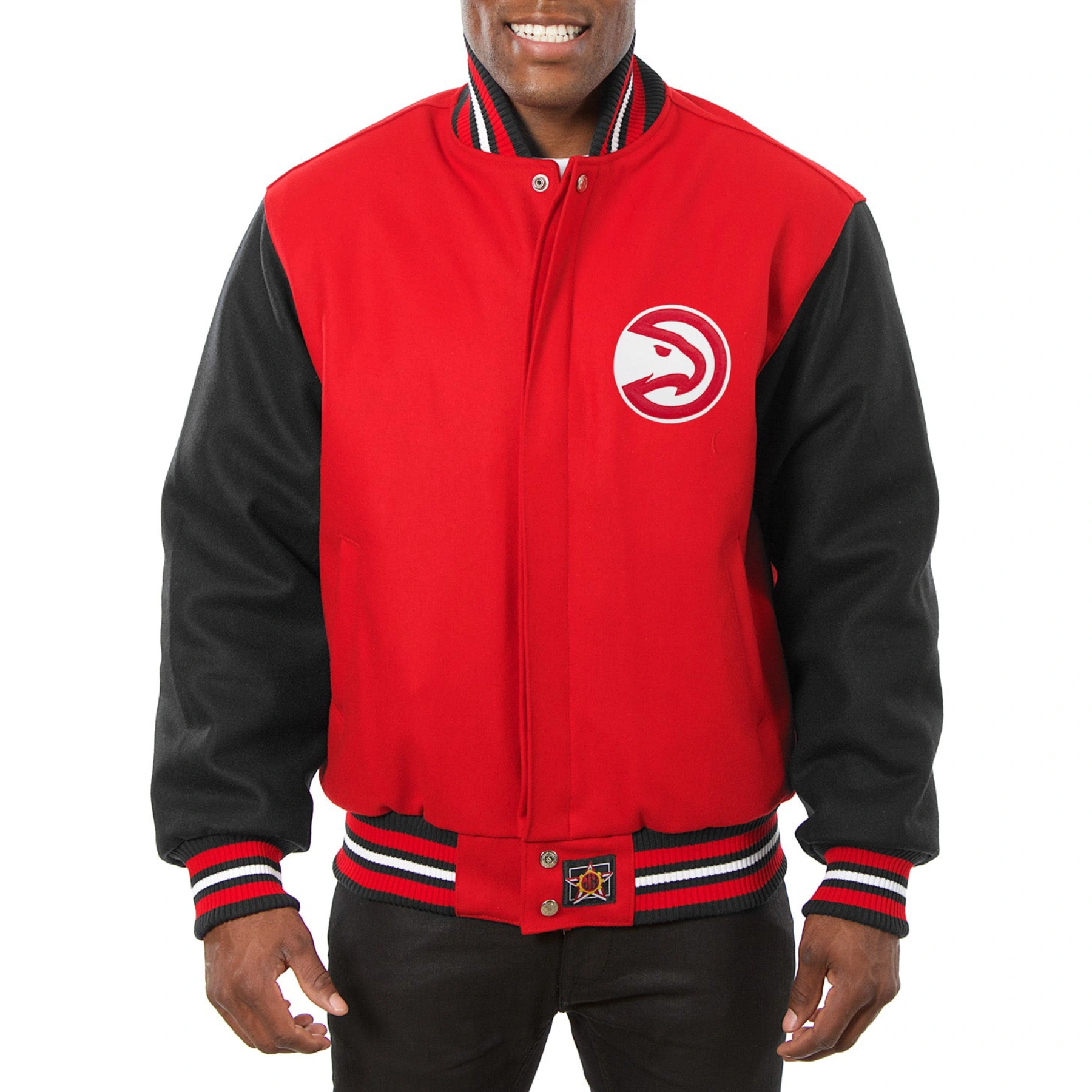 Atlanta hawks two tone wool varsity jacket red black