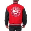 Atlanta hawks two tone wool varsity jacket red black1