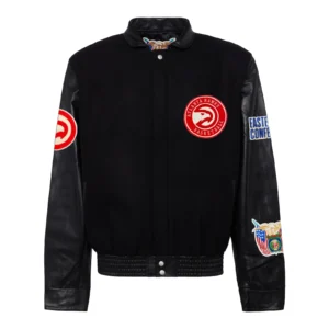 Atlanta hawks wool leather varsity jacket black 1