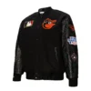 Baltimore orioles blackout black wool leather varsity jacket 1