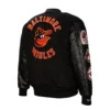 Baltimore orioles blackout black wool leather varsity jacket 9