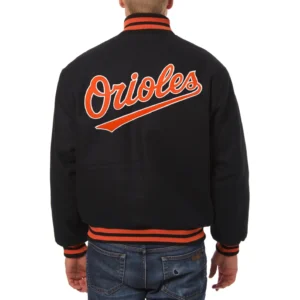 Baltimore orioles handcrafted logo wool jacket black 2