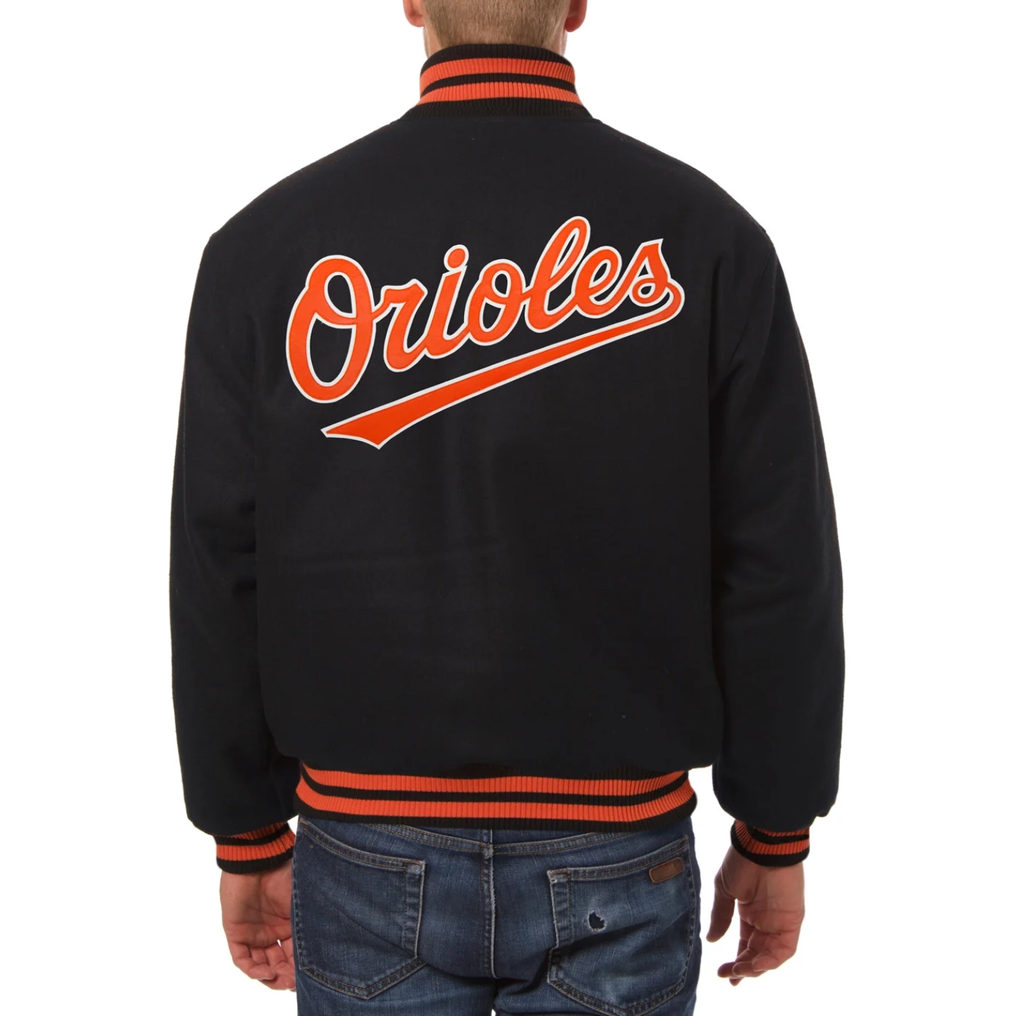 Baltimore orioles handcrafted logo wool jacket black 2