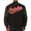 Baltimore orioles one color black wool leather varsity jacket