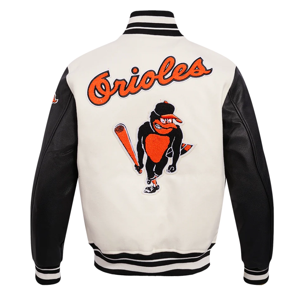Baltimore orioles retro classic wool leather varsity jacket white black 4