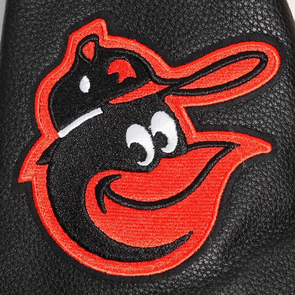 Baltimore orioles retro classic wool leather varsity jacket white black