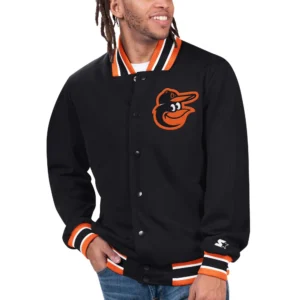 Baltimore orioles starter secret weapon black satin varsity jacket 1