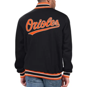 Baltimore orioles starter secret weapon black satin varsity jacket 2