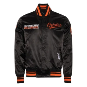 Baltimore orioles turn it up m satin varsity jacket