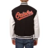 Baltimore orioles two tone wool leather varsity jacket black white 1 1