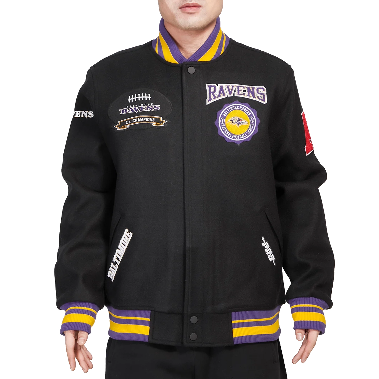 Baltimore ravens crest emblem black wool varsity jacket 1