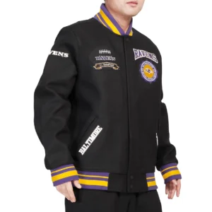 Baltimore ravens crest emblem black wool varsity jacket 2