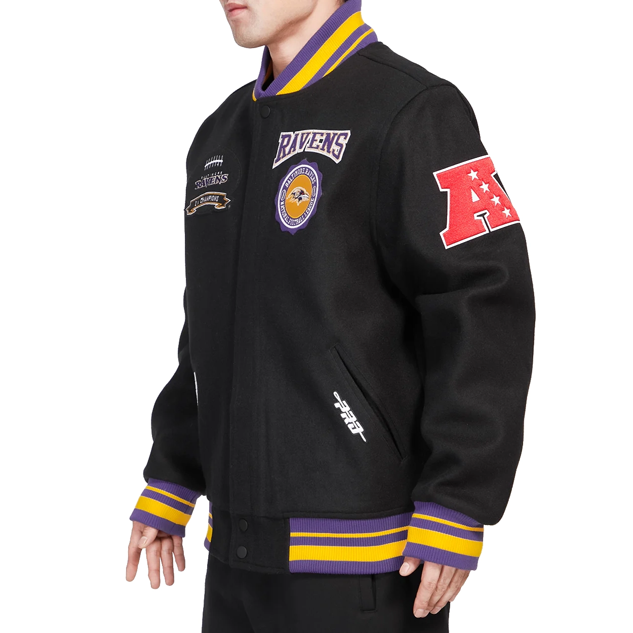 Baltimore ravens crest emblem black wool varsity jacket 3