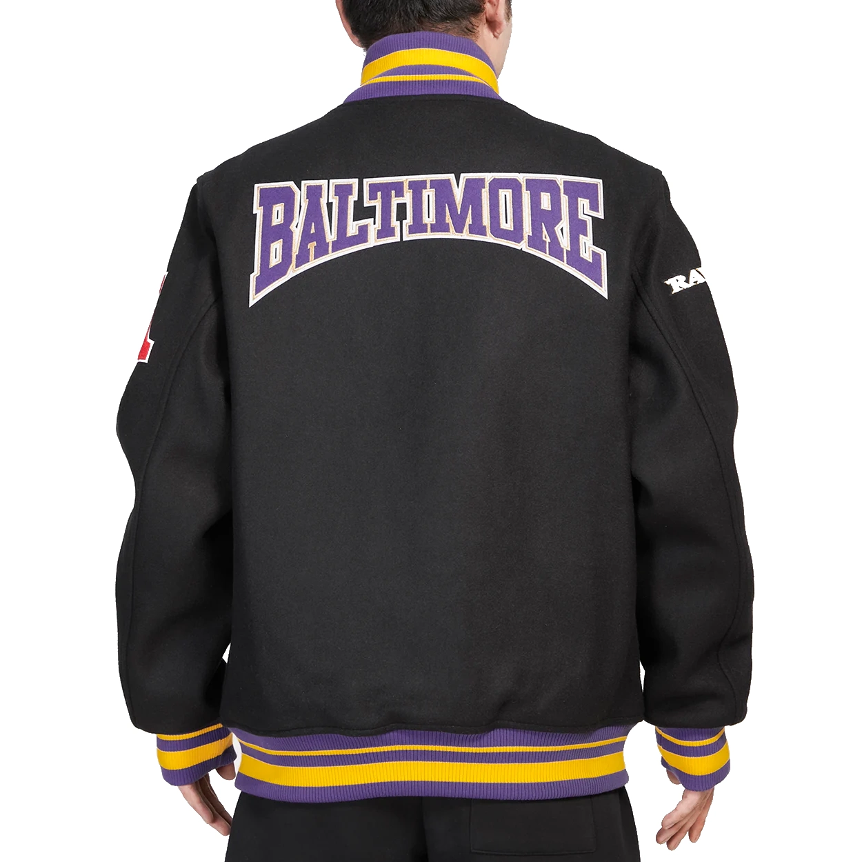 Baltimore ravens crest emblem black wool varsity jacket 4