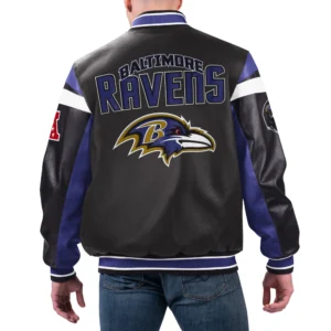 Baltimore ravens full zip leather varsity jacket black 1 1
