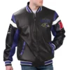 Baltimore ravens full zip leather varsity jacket black 1