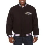 Baltimore Ravens One Color Black Wool Jacket