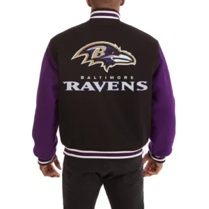 Baltimore ravens handmade wool varsity jacket black purple 2