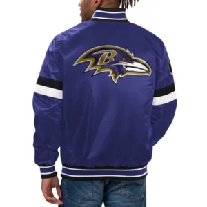 Baltimore ravens home game full snap satin varsity jacket purple