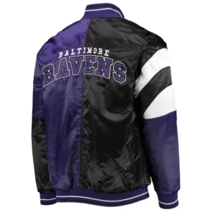 Baltimore ravens leader satin varsity jacket black purple