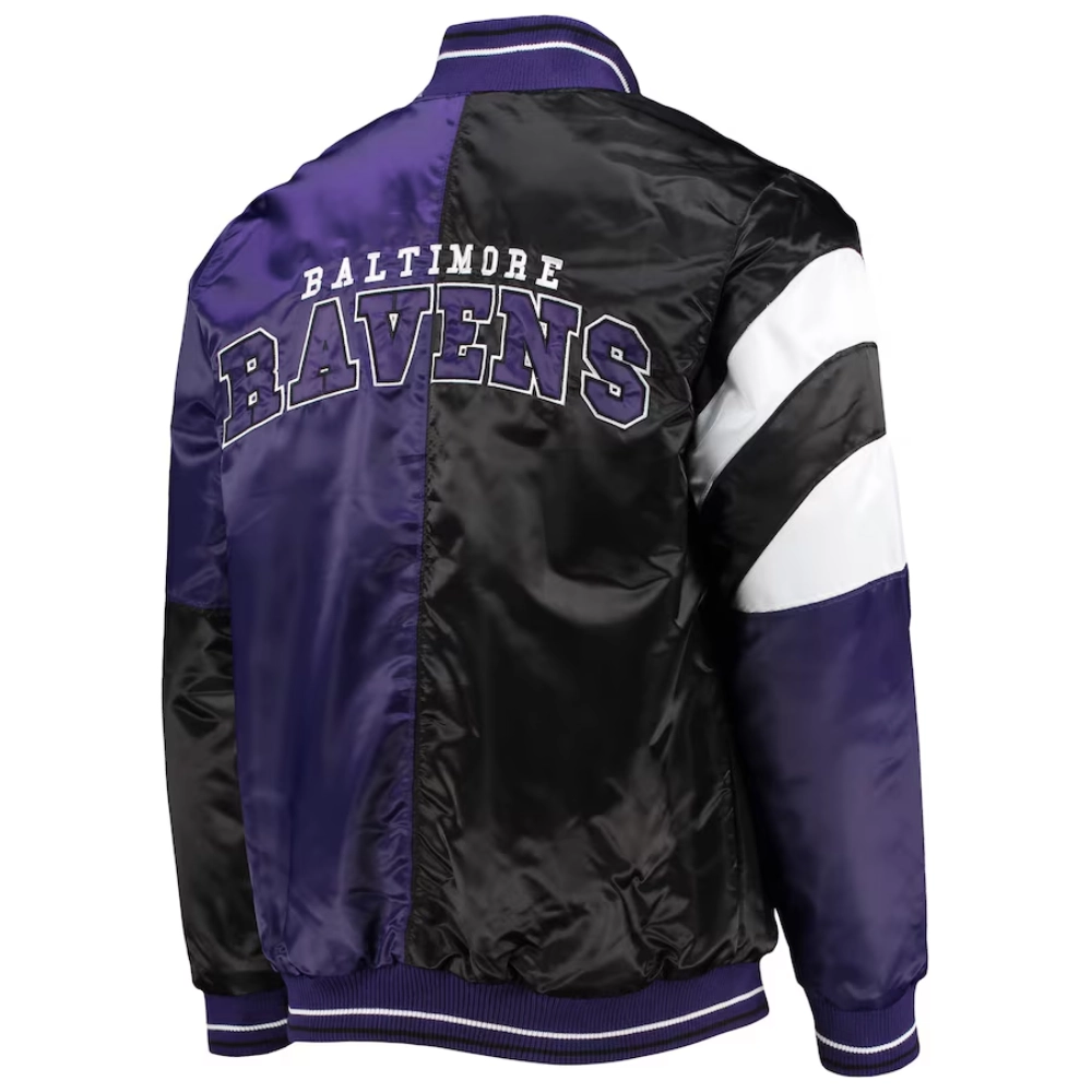 Baltimore ravens leader satin varsity jacket black purple