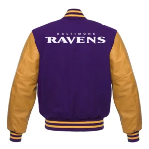 Baltimore ravens letterman wool and leather varsity jacket 2