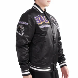 Baltimore ravens mashup full snap satin varsity jacket black 4