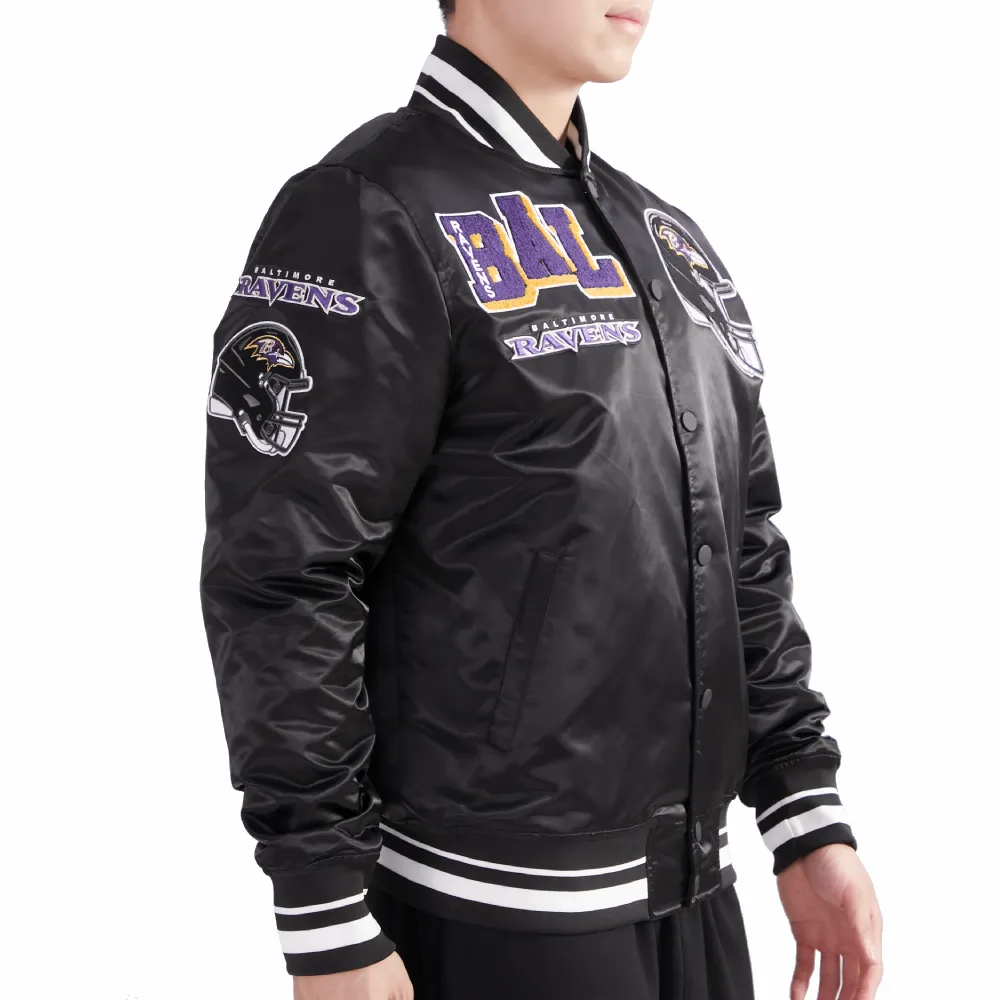 Baltimore ravens mashup full snap satin varsity jacket black 4