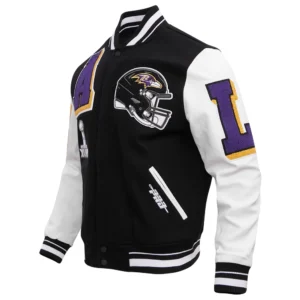 Baltimore ravens mashup wool and leather varsity jacket 1