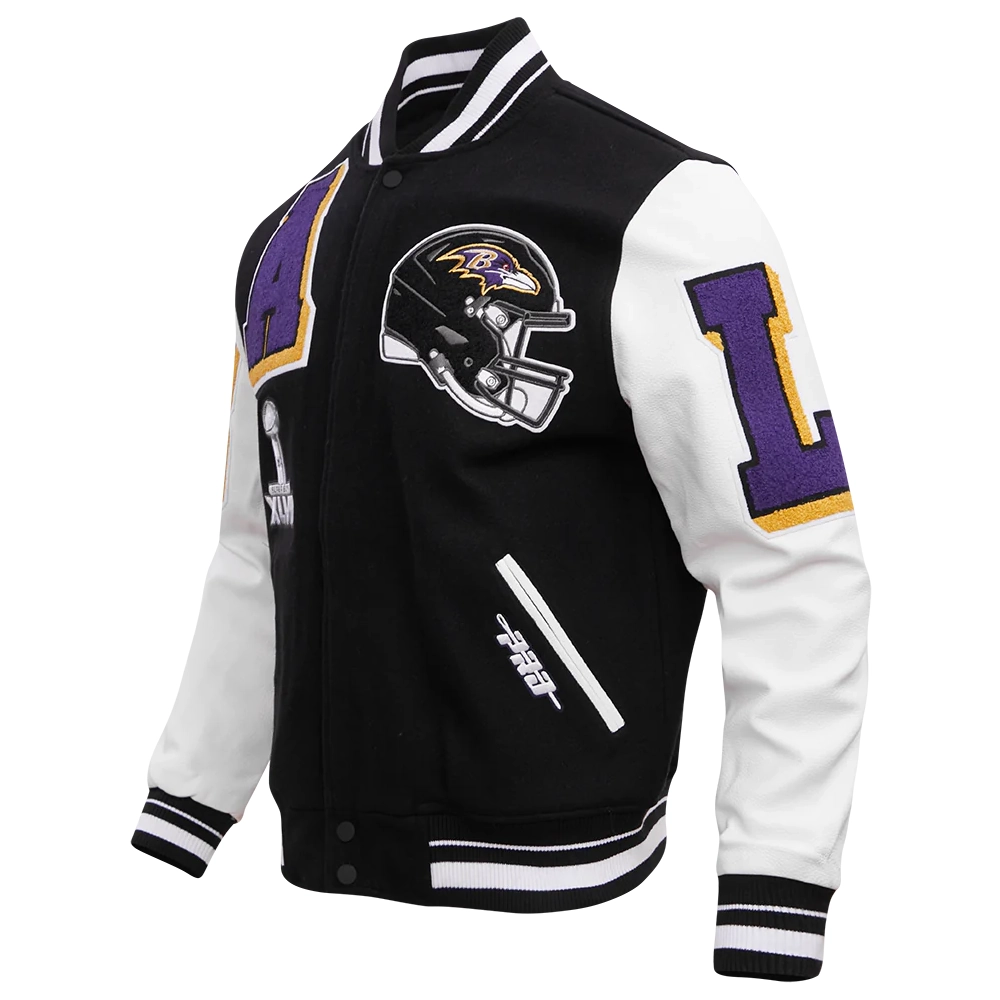 Baltimore ravens mashup wool and leather varsity jacket 1