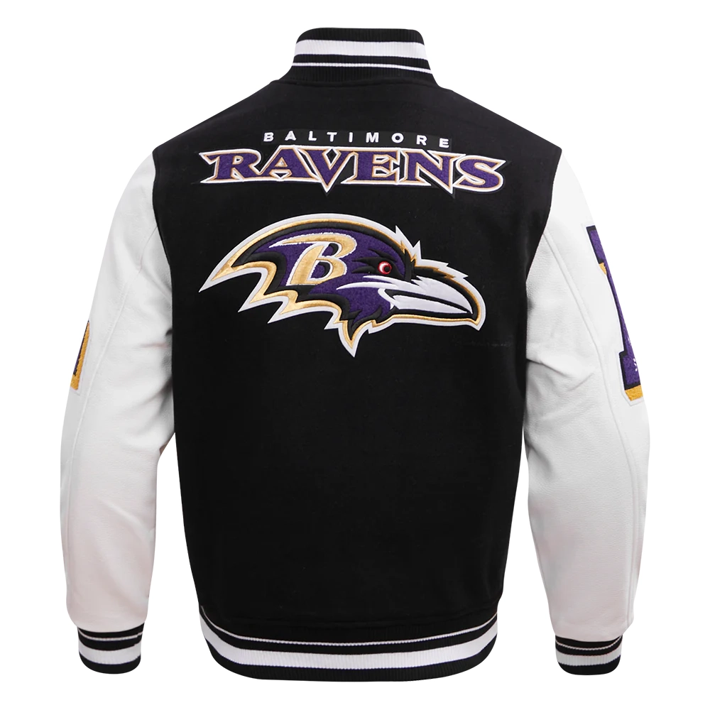 Baltimore ravens mashup wool and leather varsity jacket 4