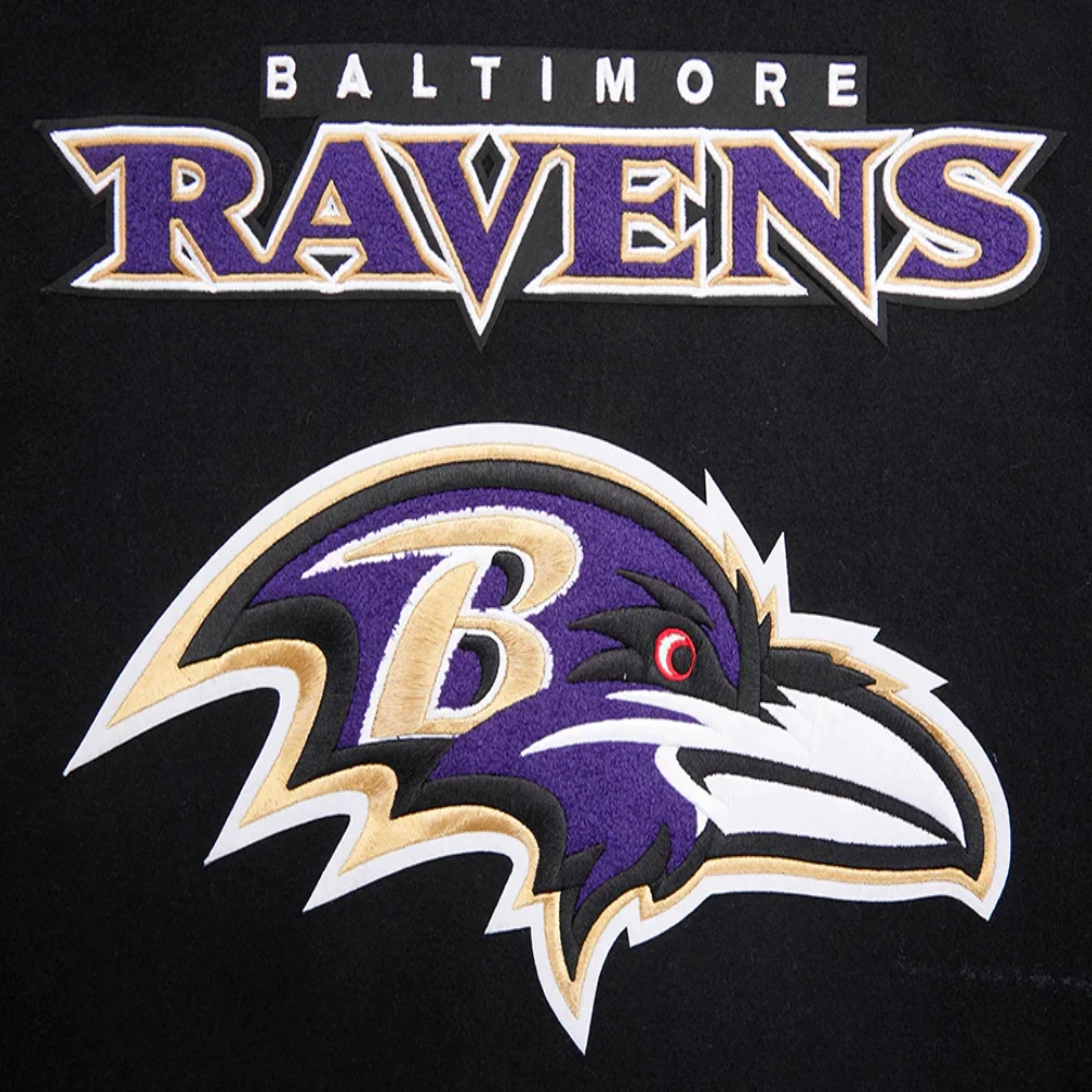 Baltimore ravens mashup wool and leather varsity jacket 5