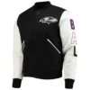 Baltimore ravens pro standard logo black and white varsity jacketbaltimore ravens mashup wool leather varsity jacket copy 1