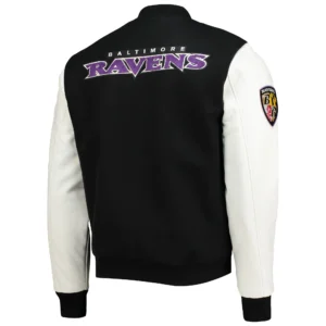 Baltimore ravens pro standard logo black and white varsity jacketbaltimore ravens mashup wool leather varsity jacket copy 2