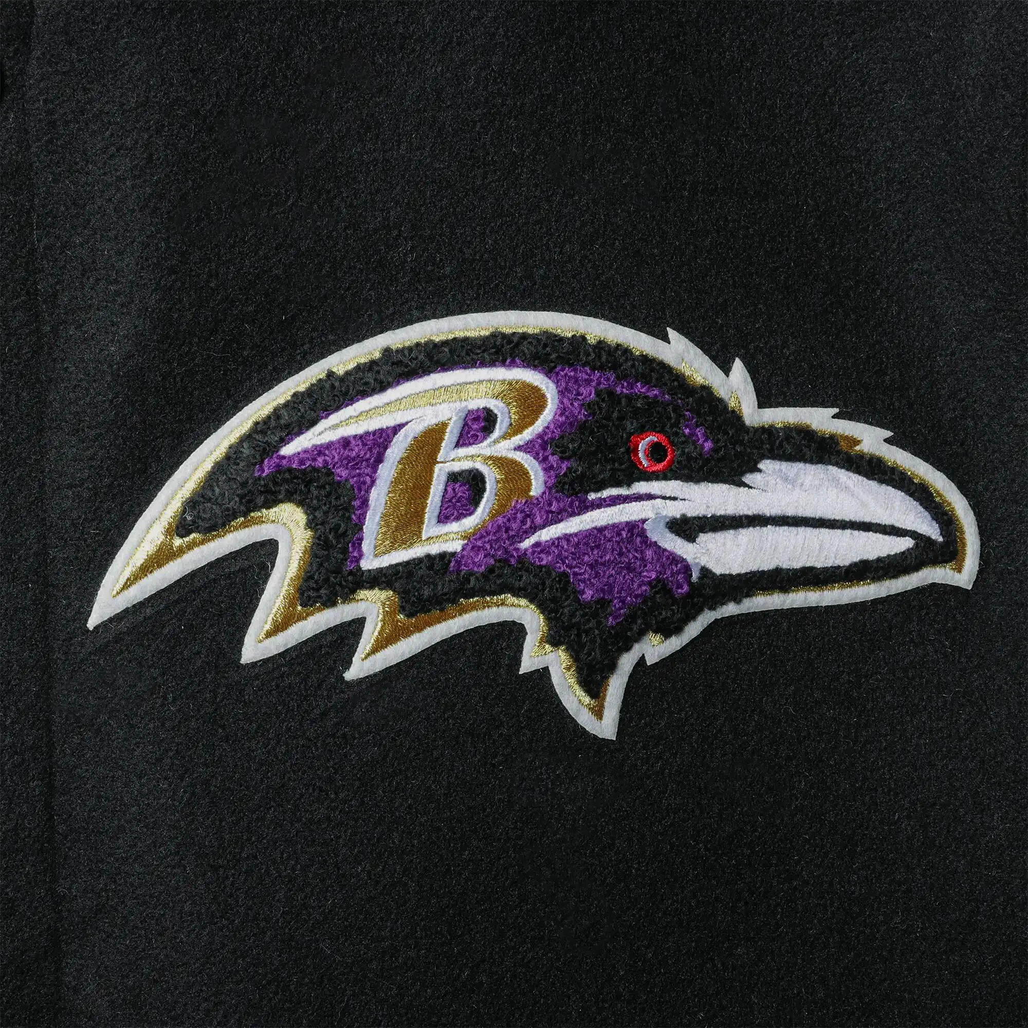 Baltimore ravens pro standard logo black and white varsity jacketbaltimore ravens mashup wool leather varsity jacket copy 3