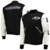 Baltimore ravens pro standard logo black and white varsity jacketbaltimore ravens mashup wool leather varsity jacket copy 4