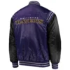 Baltimore ravens starter enforcer purple and black satin varsity jacket 2