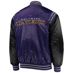 Baltimore ravens starter enforcer purple and black satin varsity jacket 2
