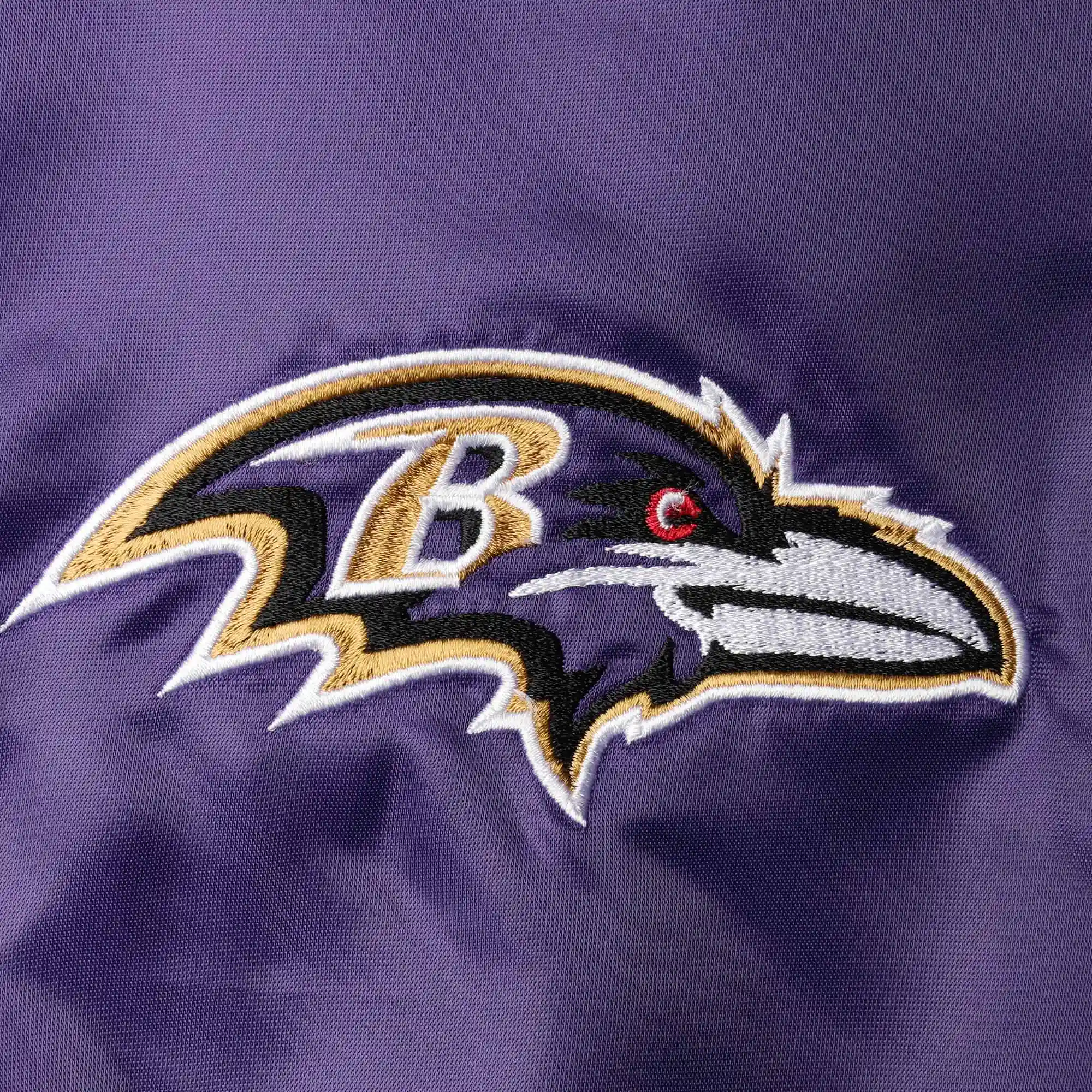 Baltimore ravens starter enforcer purple and black satin varsity jacket 3