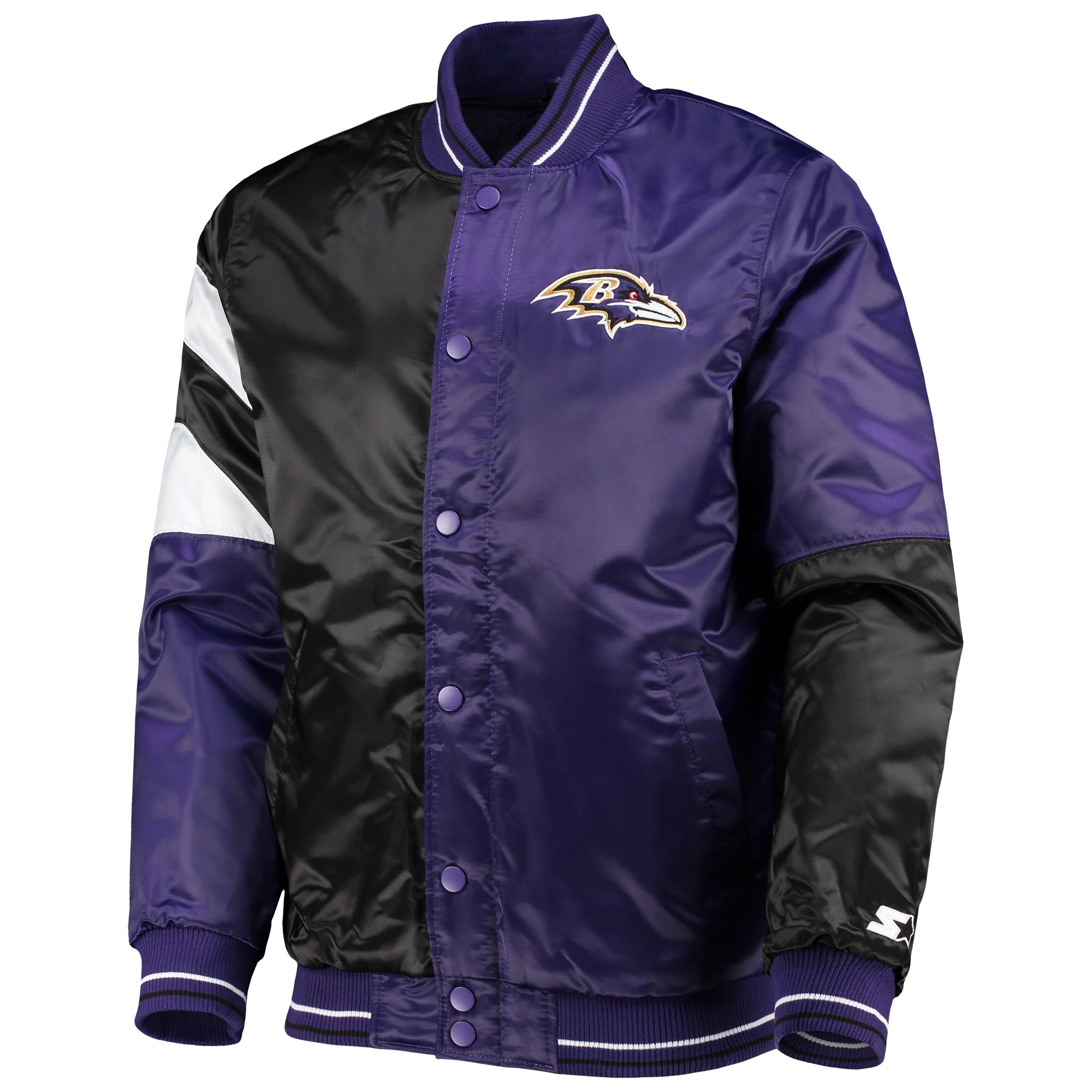 Baltimore ravens starter leader purple and black satin varsity jacket 1