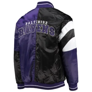 Baltimore ravens starter leader purple and black satin varsity jacket 2