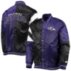 Baltimore ravens starter leader purple and black satin varsity jacket 4