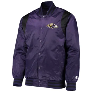 Baltimore ravens starter prime time twill satin varsity jacket 1