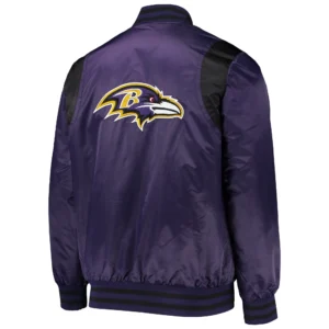 Baltimore ravens starter prime time twill satin varsity jacket 2