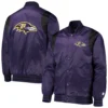 Baltimore ravens starter prime time twill satin varsity jacket 4
