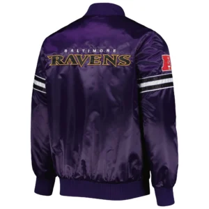 Baltimore ravens starter the pick and roll purple satin varsity jacket 2