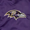 Baltimore ravens starter the pick and roll purple satin varsity jacket 3
