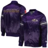 Baltimore ravens starter the pick and roll purple satin varsity jacket 4