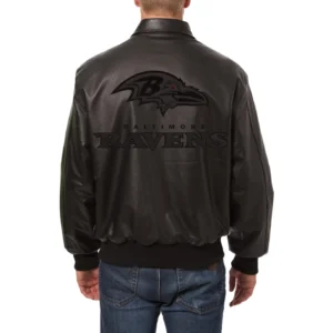 Baltimore ravens tonal full leather bomber jacket black