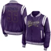 Baltimore ravens womens full zip bomber varsity jacket purple 1